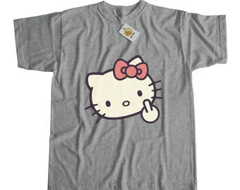 Hello Kitty Tshirt Rude Hello Kitty Shirt Finger Hello Kitty Shirt Cat Girl Cute Hello Kitty Gift For Her Girls Gifts Kitty Tee F You Tshirt