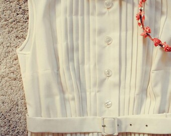 Vintage Dress - 1960s Dress - 1960s Pleated Day Dress - Cotton Dress- Women's Dress -