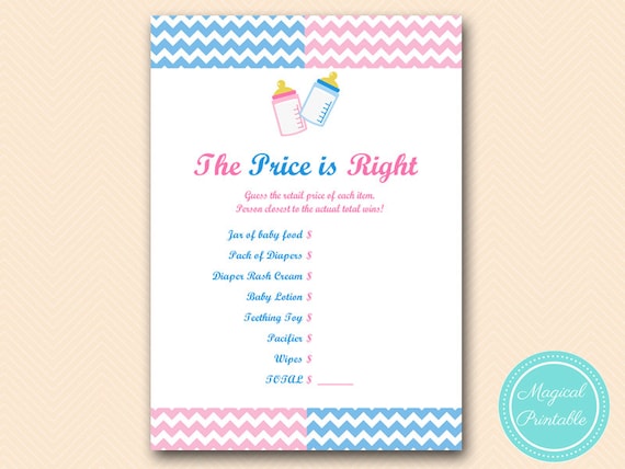 price is right baby item price tag game gender reveal party