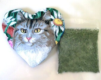 Catnip Heart Toy with Catnip Refillable Tabby Tiger Cat