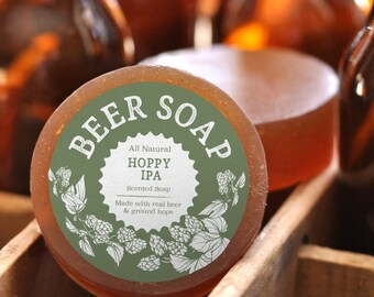 Beer Soap (Hoppy IPA) - All Natural + Made in USA - Actually Smells Good! Perfect Gift For Beer Lovers