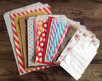 Mixed gift bags, set of 20, junk journal kit, smash book bundle, paper bags, scrapbooking supplies,