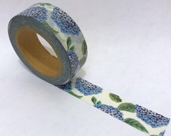 Washi Tape/ Craft Tape- Blue Purple Hydrangea Flowers