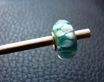 "Pandora" style turquoise murano glass bead flowers