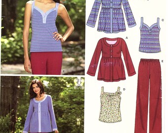 Misses Stretch Knit Top and Tank, Pull-on Pants, sizes 8,10,12,14,16,18, New Look 6763