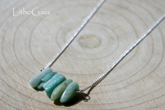 Big Amazonite Bar Necklace on Chain Sterling Silver 925, Bar Gemstone, Crystal Necklaces, Amazonite Jewelry, Gift for Her, Bar Necklace