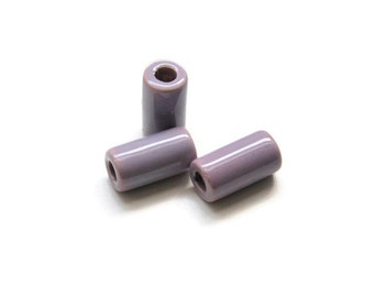 50% Off Purple Greek Large Ceramic Tubes, Purple Glazed Beads, Enamel Ceramic Mykonos Greek, 24x13 mm C 10 426
