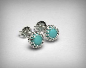 Genuine Turquoise Earrings Studs, Sleeping Beauty Turquoise Earrings, Sterling Silver, Blue Turquoise Stud Earrings, Southwestern Jewelry