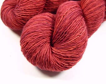 Hand Dyed Yarn - Sock Weight Superwash Merino Wool Singles Yarn - Cinnabar - Knitting Yarn, Sock Yarn, Wool Yarn, Red Rose Brick