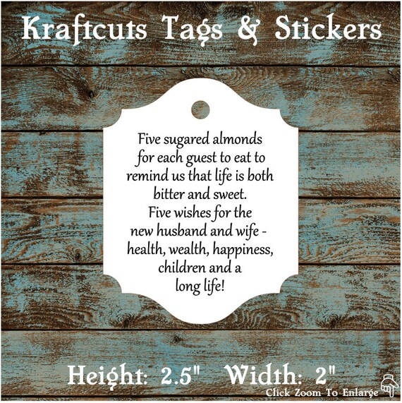Favor Tags, Jordan Almond Favor Tags, Sugared Almond Favor Tags, Italian Wedding Favor Tags #616 Qty: 30 Tags