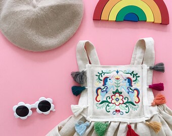 you're magic linen pinafore dress
