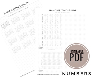 Printable PDF - Number Handwriting Guide for Journals and Planners / 0 - 9 / Calendar Spacing Practice, Practice Dot Grid sized for 5mm grid