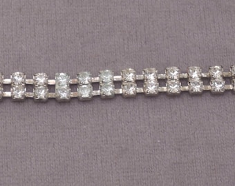 Double Row Clear Rhinestone Bracelet 1950-60s