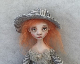 Ooak doll, art clay doll, collecting doll, mixed media doll, human figure, home decor
