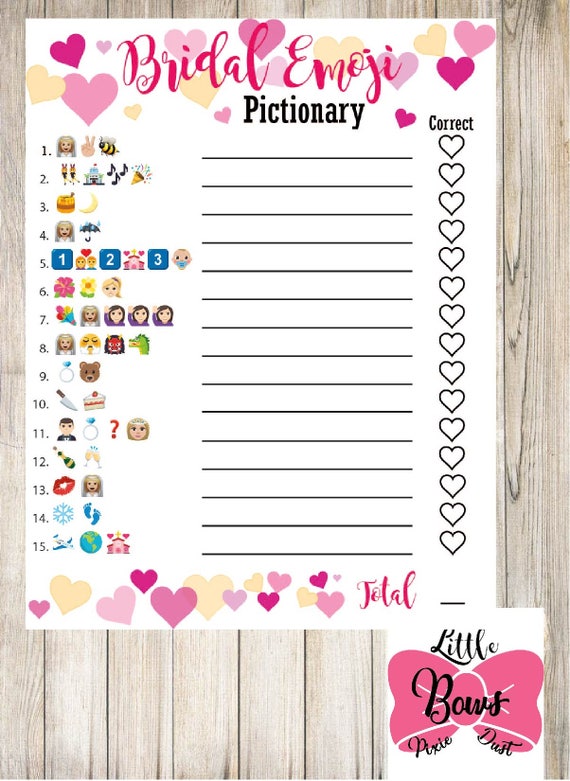 Bridal emoji pictionary bridal shower game bridal pictionary