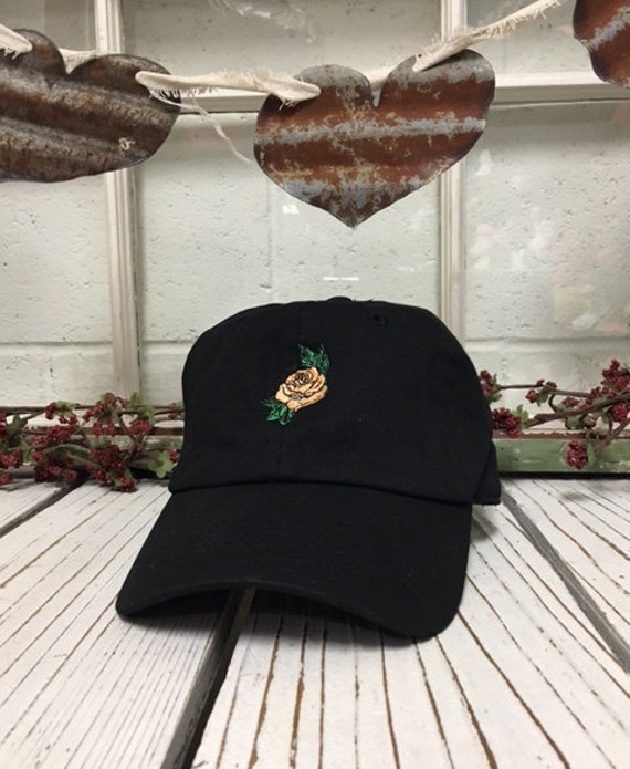 PEACH ORANGE ROSE Baseball Hat Curved Bill Low Profile Embroidered Baseball Caps Dad Hats Black