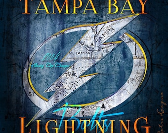 Tampa Bay Lightning Map Art - The Bolts - Perfect Father's Day Birthday, Anniversary or Christmas Gift for Lightning Fan - UNFRAMED Print