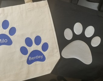 Custom Paw Print Tote Bag