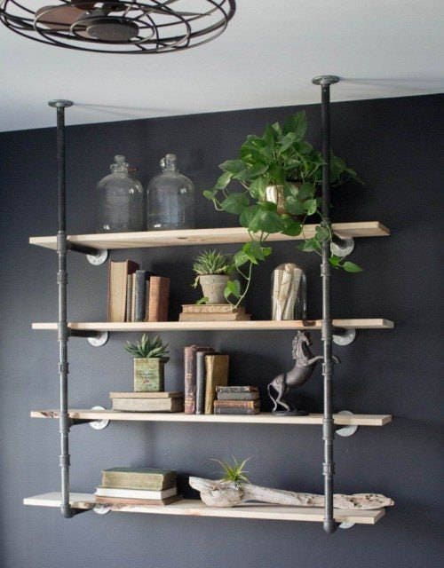 diy black pipe book shelf