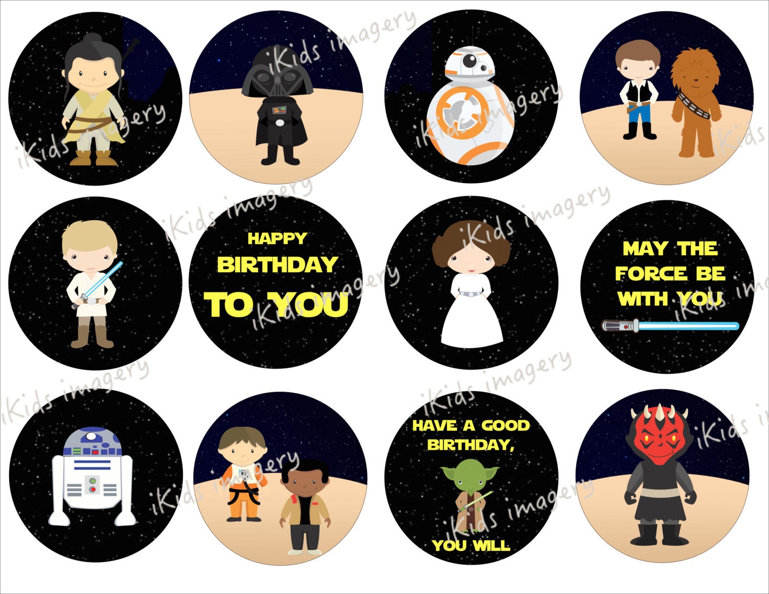 star wars the force awakens cupcake toppers rea bb8 lea