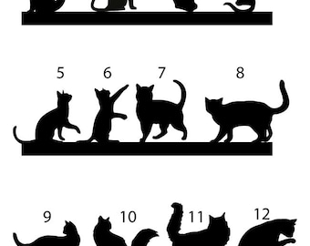 cat Cake topper, wedding cake topper, cats Silhouette cupcake toppers