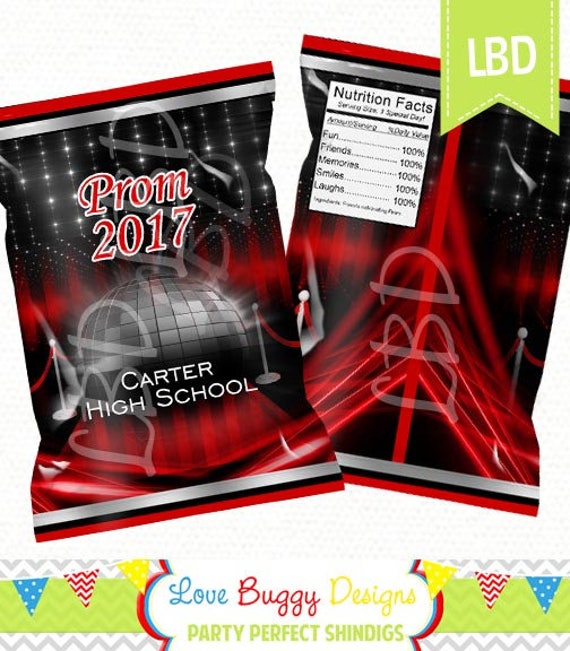 Prom Chip Bag Favor Bag Printable YOU PRINT