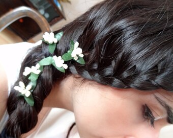 Mulberry Wedding Hair Pins, Ivory Bridal Hair Pins, Hair Accessories, Bridesmaid Hair, Woodland - Set of 5