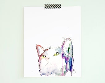 Virtue The Cat // cat print / cat painting / Watercolor / cat Watercolor / Handmade gift / cat Art / animal art / animal gift / cat lover
