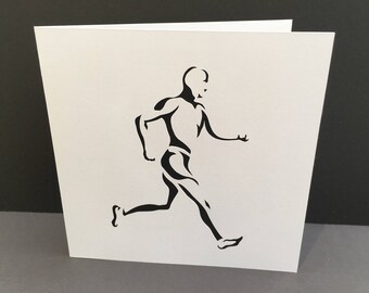 Running Card, Marathon, Card For a Runner - Paper Cut - Handmade Greeting Card - Birthday Card - Personalised, for Him, Husband, Boyfriend