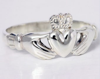 Sterling Silver Claddagh ring, made in Ireland