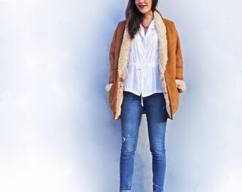 Mongolian Shearling Coat, Oversized Coat, Afghan Coat, Mongolian Fur Coat, Penny Lane Coat, Hippie Coat, Bohemian Winter Coat, 70s Shearling
