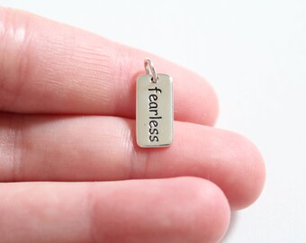 Sterling Silver Fearless Charm, Fearless Charm, Fearless Pendant, Sterling Silver Fearless Pendant, Silver Fearless Charm, Fearless Word