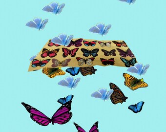Butterflies print, Pop art, Flower Art print, Unique art, Colorful Print, Poster print, Digital print, Wall art, Modern art
