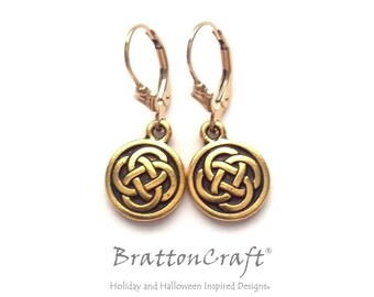 Gold Celtic Knot Earrings - Gold Celtic Earrings - Celtic Circle Earrings - Celtic Jewelry - Celtic Knot Jewelry