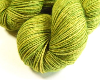 Hand Dyed Yarn, Sport Weight Superwash Merino Wool Yarn, LETTUCE TONAL, Knitting Yarn, Sock Yarn, Sport Yarn, Bright Green Yarn