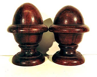 Antique Architectural Newel Post Acorn Topper Mahogany Indoor Newel Post