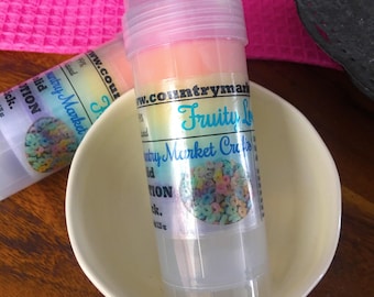 Solid Lotion Stick - Fruity Loops - Rainbow Lotion Bar - Shimmer Skin Moisturizer- Mother's Day Gift