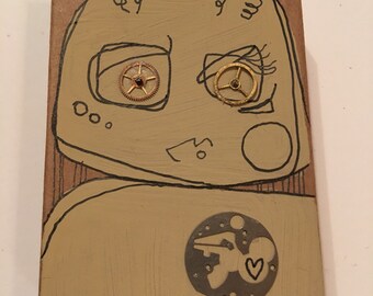 Defunkmail box.....Matchbox small art assemblage gift box cute quirky creative original unusual personalised collage robot defunkyard