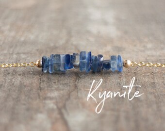 Blue Kyanite Necklace, Inspirational, Chakra Necklace, Gemstone Choker, Gift for Her, Gift for Friend, Healing Crystal, Raw Kyanite Jewelry