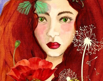 illustration / Lady gardens/mixed media / digital print