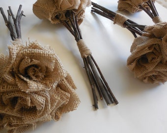 Burlap Bouquet / Qty 4 Wedding bouquets Forever flower