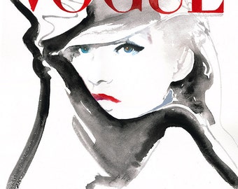 German Vogue Painting Print, Vogue Cover Art, Fashion Illustration, Fashion Watercolor, Vogue Cover, Cate Parr, Vogue Wall Art