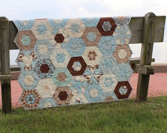 Quilts / Quilts for Sale / Baby Boy Quilts / Custom Quilts / Bunny Rabbit Quilt / Blue and Brown Quilt / Quilts for Boys / MADE TO ORDER