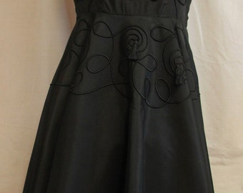 Vintage Black Taffeta 1950s Party Dress