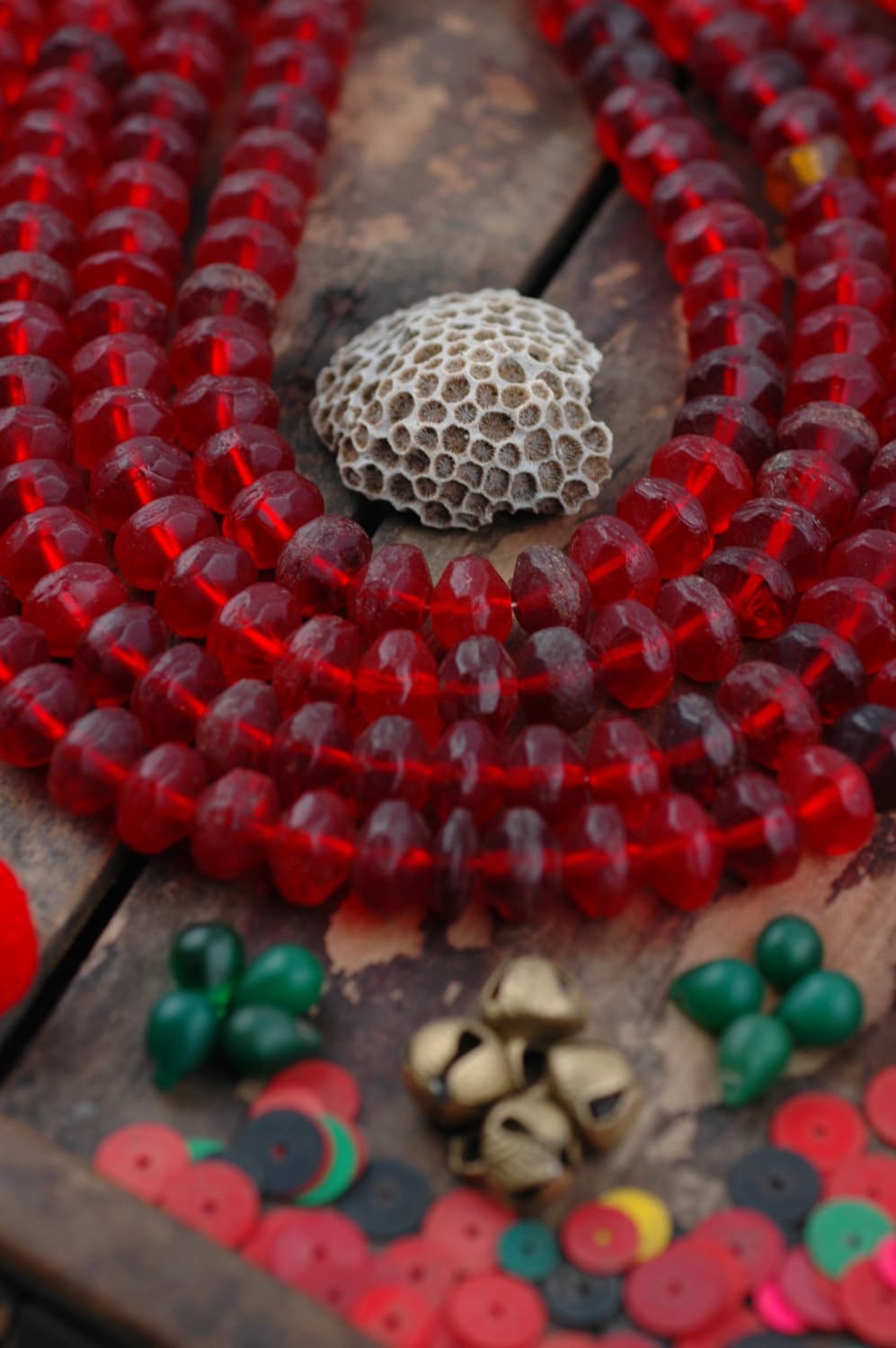 Antique Red Vaseline Uranium Glass African Trade Beads