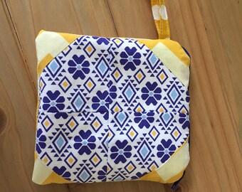 Blue and Yellow Wristlet