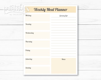 weekly meal planner printable menu planner with shopping list meal planner editable pdf