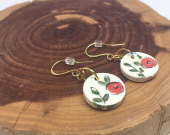 Everyday Earrings Flower Dangle Earrings Gold Flower Earrings Gift for Her Bohemian Earrings Bohemian Jewelry