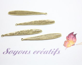 10 pendants, charm Bronze drop elongated 42x6mm - jewelry Creations.