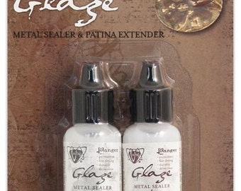 Vintaj GLAZE Kit, MATTE and GLOSS, Metal Sealer, by Ranger Ink Patina Extender, Seals Inks Patinas Paints, Fast Drying